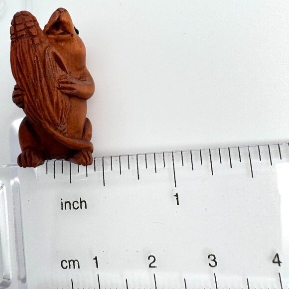 Ojime Bead Netsuke Hand-Carved Wooden Mouse Corn Cob Signed Figurine - Picture 3 of 8